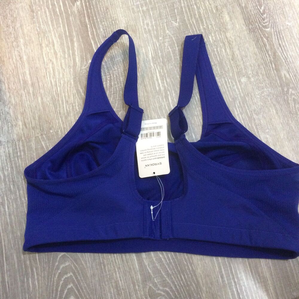 NEW Syrokan Sports Bra Womens 40D Royal Blue High Support Wireless New - Picture 4 of 6